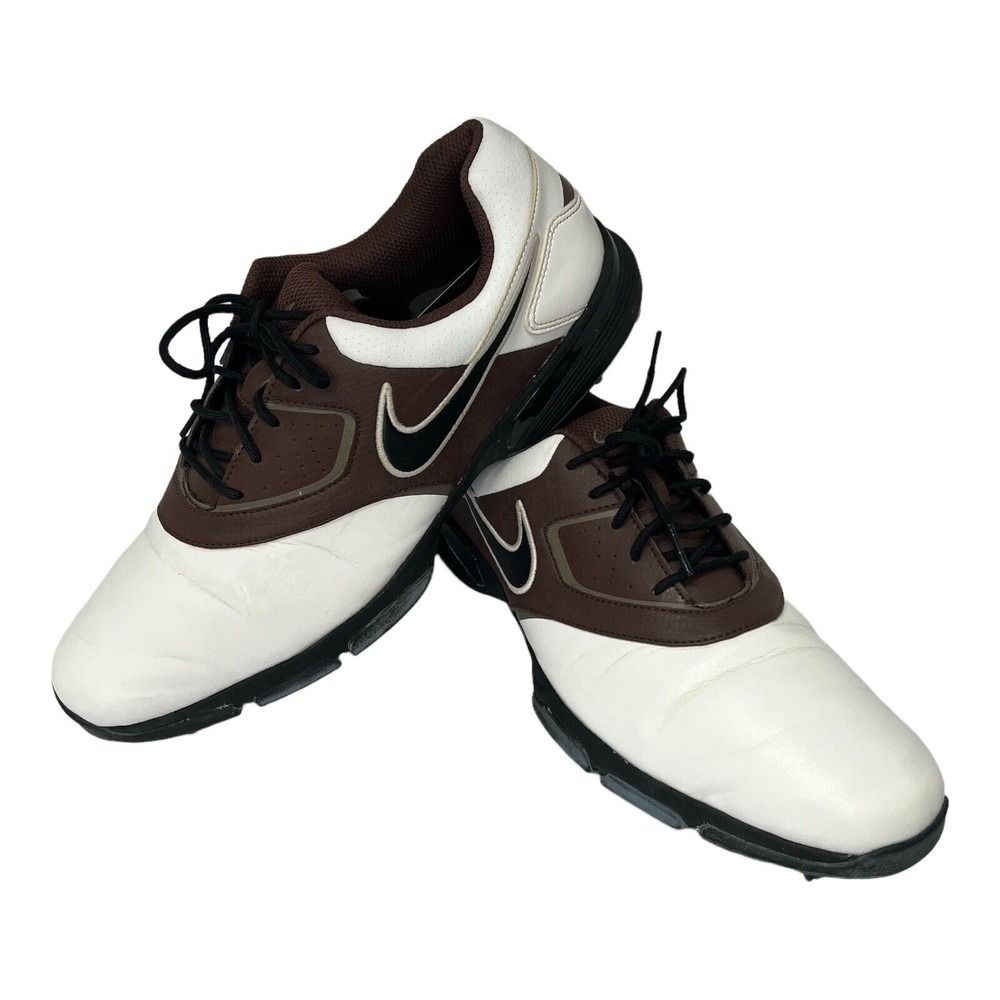 NIKE Heritage Golf Shoes Mens Size 9.5 White and Brown 552069-101